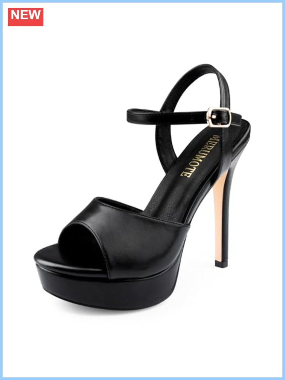Women's Faux Leather Stiletto Heel Open Toe Platform Sandals